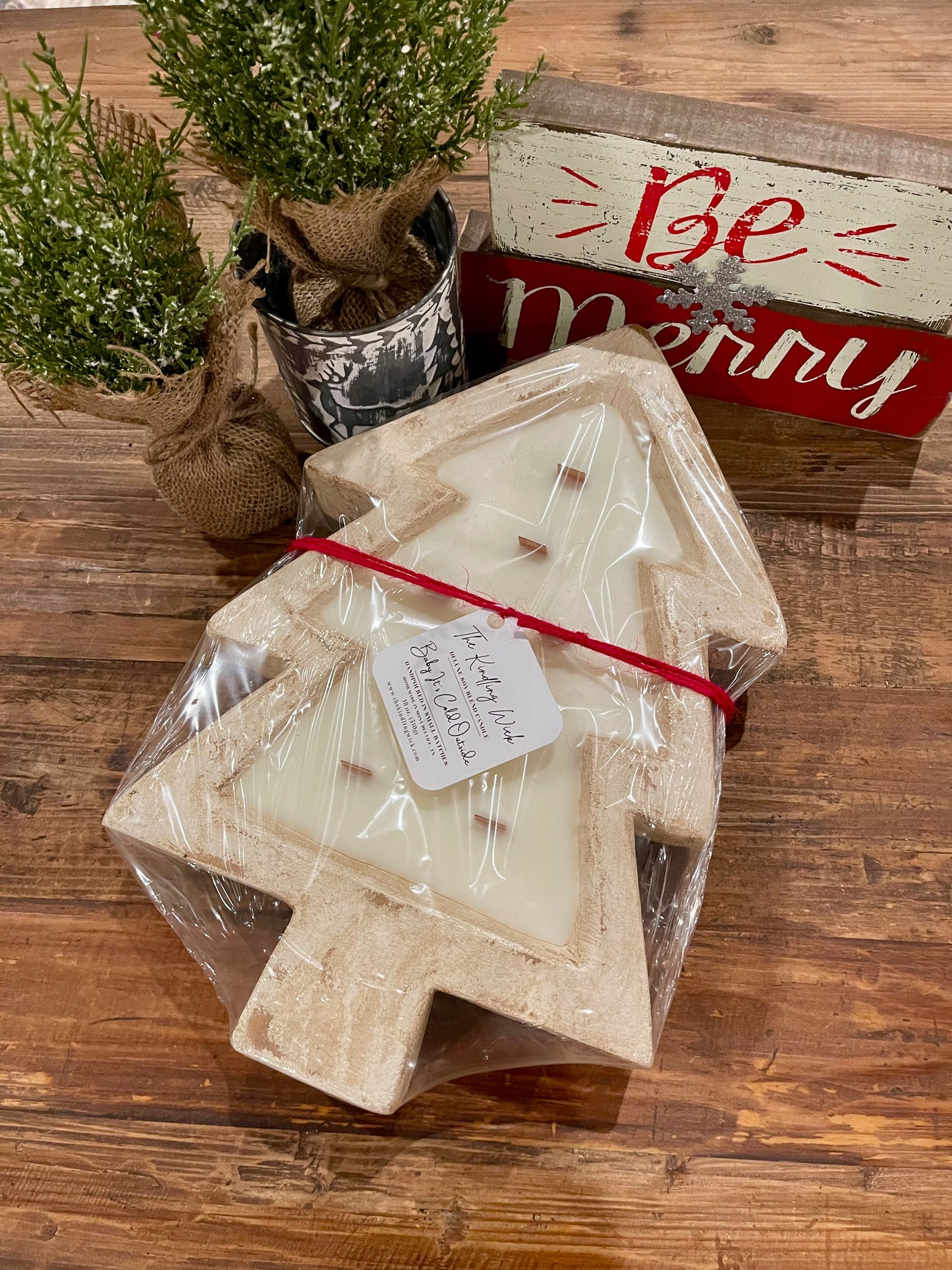 Christmas Tree Dough Bowl Candles