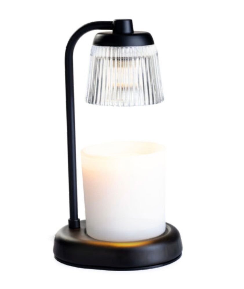 Fluted Glass Black Candle Warmer Lamp